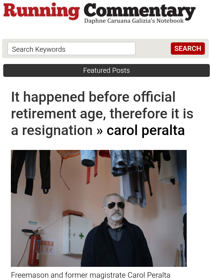 Daphne Caruana Galizia on Carol Peralta's resignation