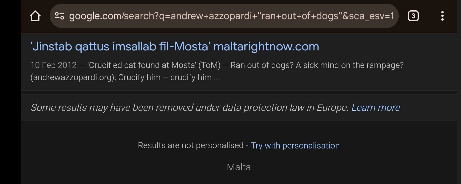 Google search results limited as a consequences of Europe’s data-protection regime