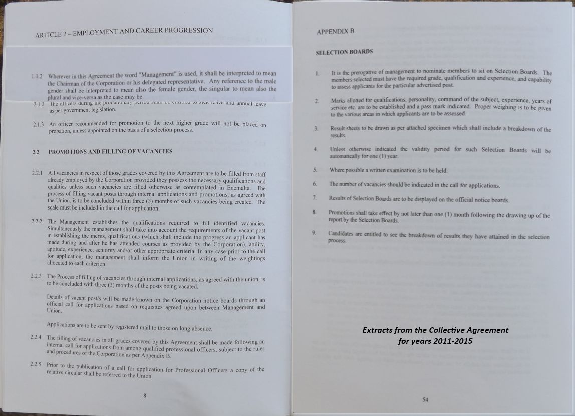 Extracts from the Collective Agreement for years 2011-2015