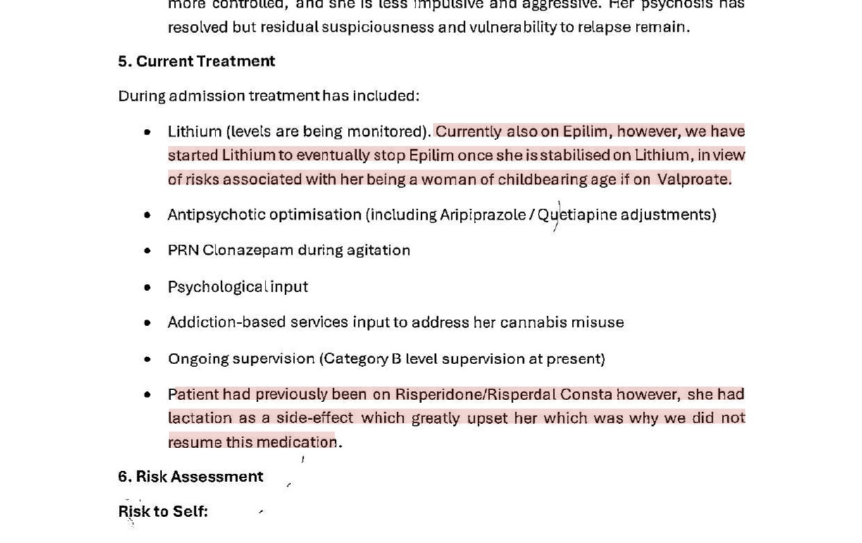 Humiliation of patient on Epilim and Risperidone