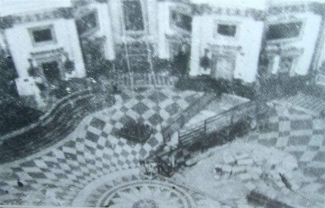 The boulders which fell from the dome.