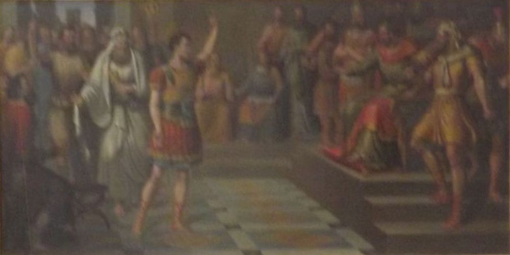 San Bastjan qed jiddefendi l-Kristjanezrnu quddiem l-lmperatur Dijoklezjanu, Rotunda Mosta, Rafel Caruana