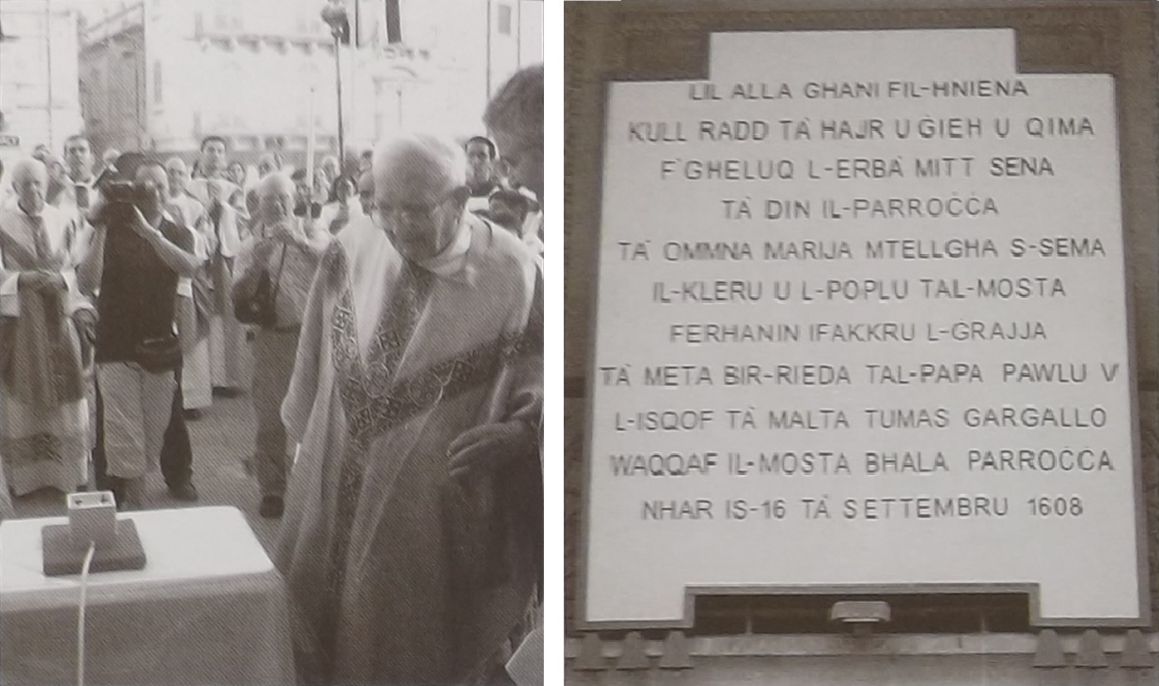 Dun Salv Magro jixghel id-dawl 1608 u 2008 u skrizzjoni li tfakkar l-400 sena parrocca