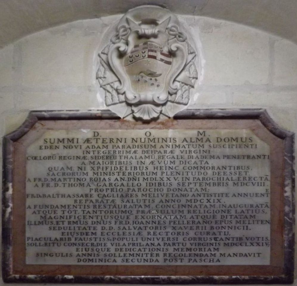 Il-lapida tal-konsagrazzjoni tal-knisja l-qadima tal-Mosta