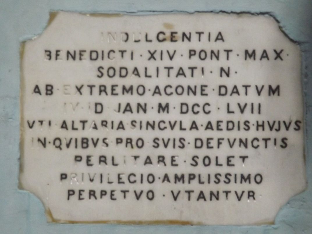 Lapida tal-indulgenza kappellun Kurcifiss Rotunda Mosta